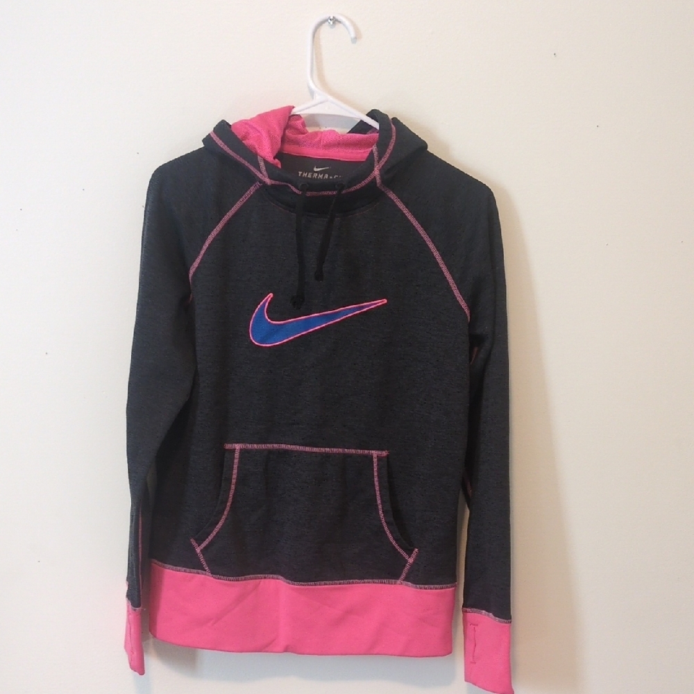 Nike Black and Pink Hoodie